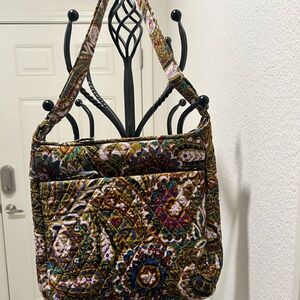 Quilted Multicolor Paisley Shoulder Bag - Women's Hipster